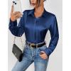 Zeagoo Satin Blouses for Women Casual Long Sleeve Button Down Silk Shirts Dressy Business Work Tunic Top(Navy Blue)