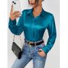 Zeagoo Satin Blouses for Women Casual Long Sleeve Button Down Silk Shirts Dressy Business Work Tunic Top(Peacock Blue)