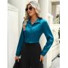 Zeagoo Satin Blouses for Women Casual Long Sleeve Button Down Silk Shirts Dressy Business Work Tunic Top(Peacock Blue)