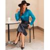 Zeagoo Satin Blouses for Women Casual Long Sleeve Button Down Silk Shirts Dressy Business Work Tunic Top(Peacock Blue)