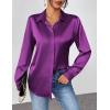 Zeagoo Satin Blouses for Women Casual Long Sleeve Button Down Silk Shirts Dressy Business Work Tunic Top(Purple)