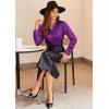 Zeagoo Satin Blouses for Women Casual Long Sleeve Button Down Silk Shirts Dressy Business Work Tunic Top(Purple)