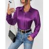 Zeagoo Satin Blouses for Women Casual Long Sleeve Button Down Silk Shirts Dressy Business Work Tunic Top(Purple)