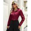 Zeagoo Satin Blouses for Women Casual Long Sleeve Button Down Silk Shirts Dressy Business Work Tunic Top(Red)