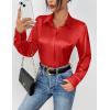 Zeagoo Satin Blouses for Women Casual Long Sleeve Button Down Silk Shirts Dressy Business Work Tunic Top(Red)