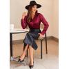 Zeagoo Satin Blouses for Women Casual Long Sleeve Button Down Silk Shirts Dressy Business Work Tunic Top(Red)