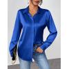 Zeagoo Satin Blouses for Women Casual Long Sleeve Button Down Silk Shirts Dressy Business Work Tunic Top(Royal Blue)