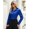 Zeagoo Satin Blouses for Women Casual Long Sleeve Button Down Silk Shirts Dressy Business Work Tunic Top(Royal Blue)