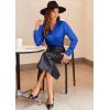 Zeagoo Satin Blouses for Women Casual Long Sleeve Button Down Silk Shirts Dressy Business Work Tunic Top(Royal Blue)