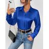 Zeagoo Satin Blouses for Women Casual Long Sleeve Button Down Silk Shirts Dressy Business Work Tunic Top(Royal Blue)
