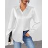 Zeagoo Satin Blouses for Women Casual Long Sleeve Button Down Silk Shirts Dressy Business Work Tunic Top(White)