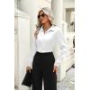 Zeagoo Satin Blouses for Women Casual Long Sleeve Button Down Silk Shirts Dressy Business Work Tunic Top(White)