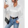 Zeagoo Satin Blouses for Women Casual Long Sleeve Button Down Silk Shirts Dressy Business Work Tunic Top(White)