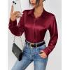 Zeagoo Satin Blouses for Women Casual Long Sleeve Button Down Silk Shirts Dressy Business Work Tunic Top(Wine Red)