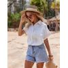 Zeagoo Silk Blouse for Women Short Sleeve Satin Button Down Shirts Casual Loose V-Neck Business Work Tunic Top(Cream)