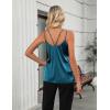 Zeagoo Silk Camisole Tops for Women 2026 V Neck Satin Tank Top Spaghetti Strap Cross Back Sleeveless Summer Blouses(1 Pack: Blue Green)