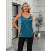 Zeagoo Silk Camisole Tops for Women 2026 V Neck Satin Tank Top Spaghetti Strap Cross Back Sleeveless Summer Blouses(1 Pack: Blue Green)