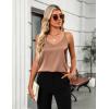 Zeagoo Silk Camisole Tops for Women 2026 V Neck Satin Tank Top Spaghetti Strap Cross Back Sleeveless Summer Blouses(1 Pack: Brown)
