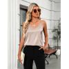Zeagoo Silk Camisole Tops for Women 2026 V Neck Satin Tank Top Spaghetti Strap Cross Back Sleeveless Summer Blouses(1 Pack: Light Champagne)
