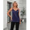 Zeagoo Silk Camisole Tops for Women 2026 V Neck Satin Tank Top Spaghetti Strap Cross Back Sleeveless Summer Blouses(1 Pack: Navy Blue)