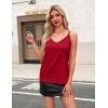 Zeagoo Silk Camisole Tops for Women 2026 V Neck Satin Tank Top Spaghetti Strap Cross Back Sleeveless Summer Blouses(1 Pack: Red)