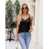 Zeagoo Silk Camisole Tops for Women 2026 V Neck Satin Tank Top Spaghetti Strap Cross Back Sleeveless Summer Blouses(2 Pack: Black+champagne)