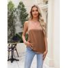 Zeagoo Silk Camisole Tops for Women 2026 V Neck Satin Tank Top Spaghetti Strap Cross Back Sleeveless Summer Blouses(2 Pack: Brown+white)