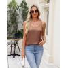 Zeagoo Silk Camisole Tops for Women 2026 V Neck Satin Tank Top Spaghetti Strap Cross Back Sleeveless Summer Blouses(2 Pack: Brown+white)