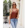 Zeagoo Silk Camisole Tops for Women 2026 V Neck Satin Tank Top Spaghetti Strap Cross Back Sleeveless Summer Blouses(2 Pack: Champagne+caramel)