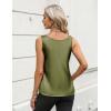 Zeagoo Silk Satin Tank Tops for Women Scoop Neck Sleeveless Camisole Tops 2026 Summer Basic Blouses(Army Green)
