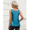 Zeagoo Silk Satin Tank Tops for Women Scoop Neck Sleeveless Camisole Tops 2026 Summer Basic Blouses(Blue Green)