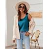 Zeagoo Silk Satin Tank Tops for Women Scoop Neck Sleeveless Camisole Tops 2026 Summer Basic Blouses(Blue Green)