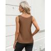 Zeagoo Silk Satin Tank Tops for Women Scoop Neck Sleeveless Camisole Tops 2026 Summer Basic Blouses(Brown)