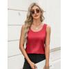Zeagoo Silk Satin Tank Tops for Women Scoop Neck Sleeveless Camisole Tops 2026 Summer Basic Blouses(Deep Red)