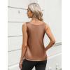 Zeagoo Silk Satin Tank Tops for Women Scoop Neck Sleeveless Camisole Tops 2026 Summer Basic Blouses(Light Brown)