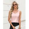 Zeagoo Silk Satin Tank Tops for Women Scoop Neck Sleeveless Camisole Tops 2026 Summer Basic Blouses(Light Pink)