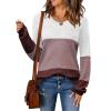 Zeagoo Sweaters for Women Long Sleeve Tops Soft Knit Crew Neck Pullover Sweater Lightweight Crochet 2026 Fall Outfits(A Colorblock 284)