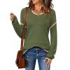Zeagoo Sweaters for Women Long Sleeve Tops Soft Knit Crew Neck Pullover Sweater Lightweight Crochet 2026 Fall Outfits(Army Green-apricot)