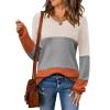 Zeagoo Sweaters for Women Long Sleeve Tops Soft Knit Crew Neck Pullover Sweater Lightweight Crochet 2026 Fall Outfits(Colorblock 278)