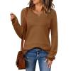 Zeagoo Sweaters for Women Long Sleeve Tops Soft Knit Crew Neck Pullover Sweater Lightweight Crochet 2026 Fall Outfits(Light Brown)
