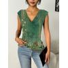 Zeagoo Tank Top for Women Trendy Going Out Tops Sleeveless Shirts Ruched Business Casual Basic Tunic Tops(Army Green Floral)