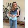 Zeagoo Tank Top for Women Trendy Going Out Tops Sleeveless Shirts Ruched Business Casual Basic Tunic Tops(Blue Gradient)