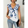 Zeagoo Tank Top for Women Trendy Going Out Tops Sleeveless Shirts Ruched Business Casual Basic Tunic Tops(Blue Leaf)