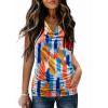 Zeagoo Tank Top for Women Trendy Going Out Tops Sleeveless Shirts Ruched Business Casual Basic Tunic Tops(Colorful Colorblock)