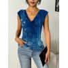 Zeagoo Tank Top for Women Trendy Going Out Tops Sleeveless Shirts Ruched Business Casual Basic Tunic Tops(Floral Blue)