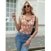 Zeagoo Tank Top for Women Trendy Going Out Tops Sleeveless Shirts Ruched Business Casual Basic Tunic Tops(Floral Orange)