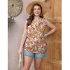Zeagoo Tank Top for Women Trendy Going Out Tops Sleeveless Shirts Ruched Business Casual Basic Tunic Tops(Floral Orange)