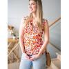 Zeagoo Tank Top for Women Trendy Going Out Tops Sleeveless Shirts Ruched Business Casual Basic Tunic Tops(Floral Orange)