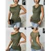 Zeagoo Tank Top for Women Trendy Going Out Tops Sleeveless Shirts Ruched Business Casual Basic Tunic Tops(Olive Green)