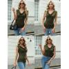 Zeagoo Tank Top for Women Trendy Going Out Tops Sleeveless Shirts Ruched Business Casual Basic Tunic Tops(Olive Green)